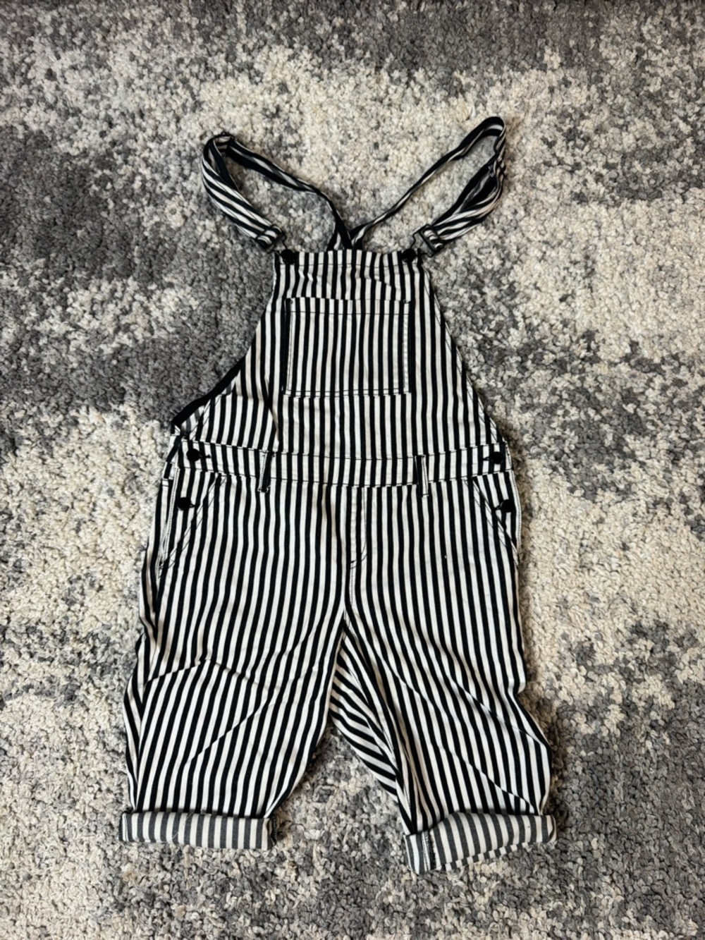 Forever 21, Mens Black and White Striped Denim Overalls, US Size: 30